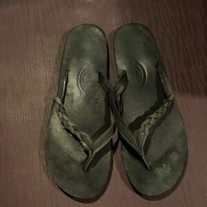 Rainbow Black Braided Sandals